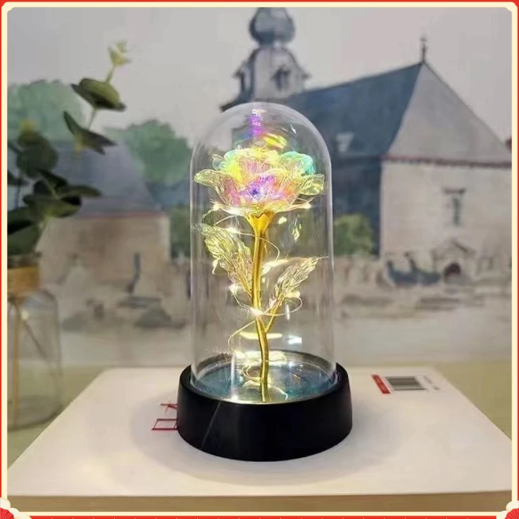 永生花玫瑰花束生日礼物毕业季送女生老师同学情人节小夜灯H