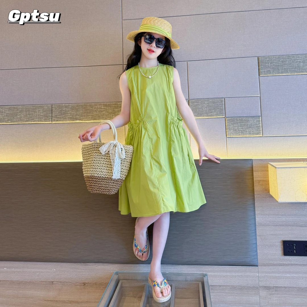 GPTSu女童夏季连衣裙2025新款洋气女孩凉快中大儿童夏装裙子薄款