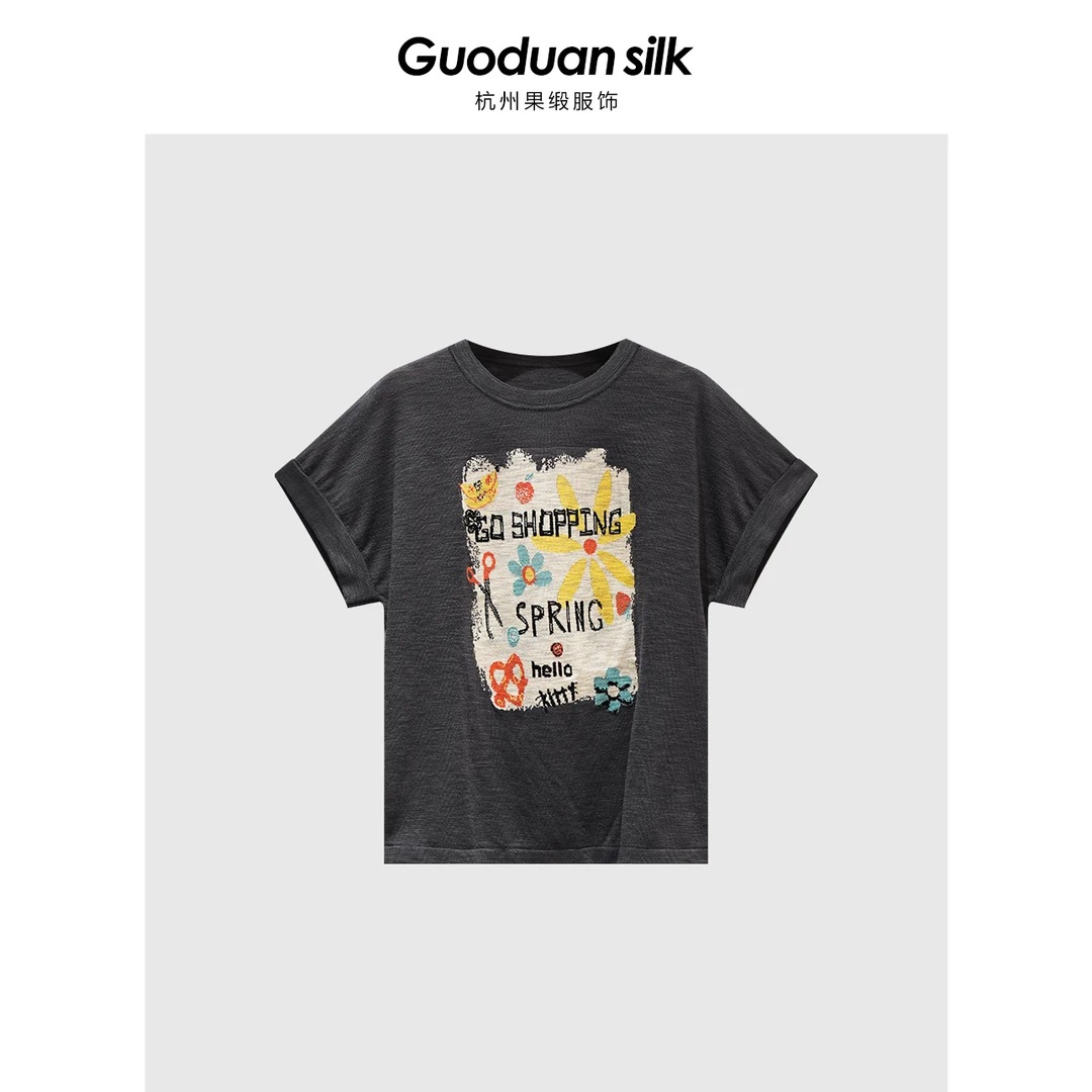 果缎夏季薄款宽松透气短袖T恤上衣针织衫 MJS9-88900