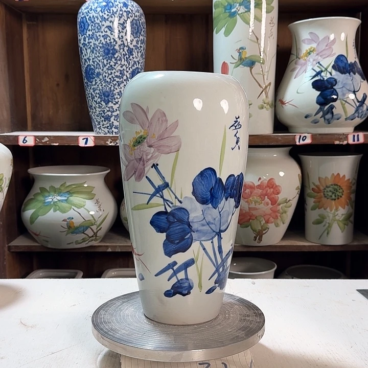 瓶大萝卜青花荷花新款新款陶瓷