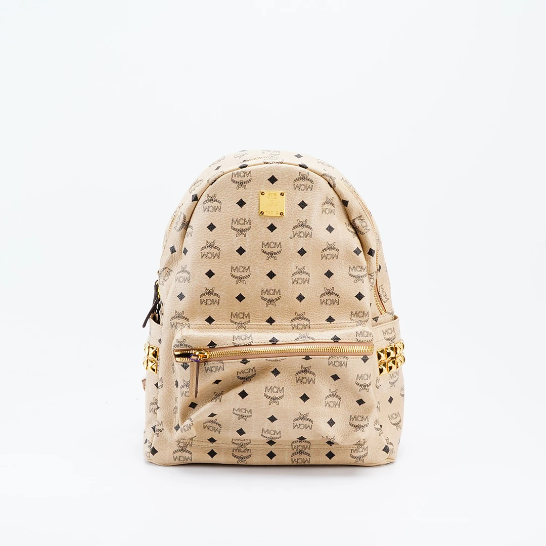 95新 MCM 【春节不打烊】MCM 米色  大号 双肩包/BG22016591
