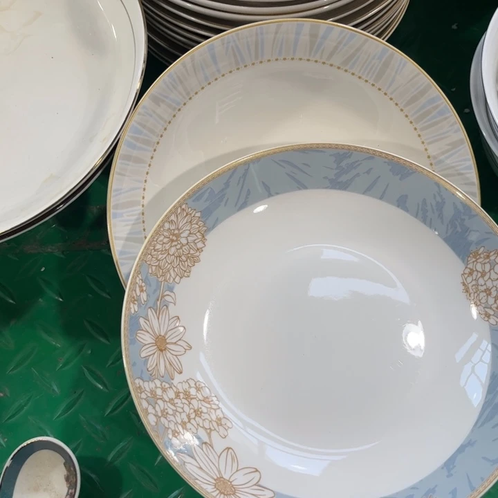 瓷片八寸深盘六个混搭微瑕