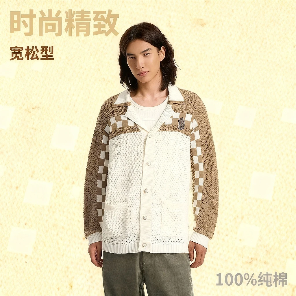 BONELESS镂空菠萝花针织开衫毛衣纯棉宽松上衣