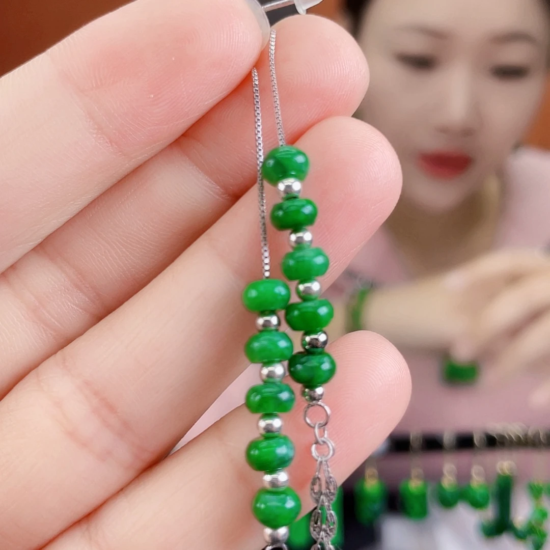 翡翠银S925镶嵌耳饰