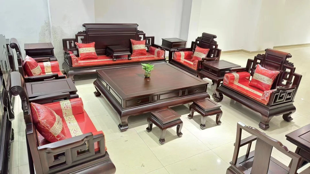 新古典素面山水大卷书沙发13件套