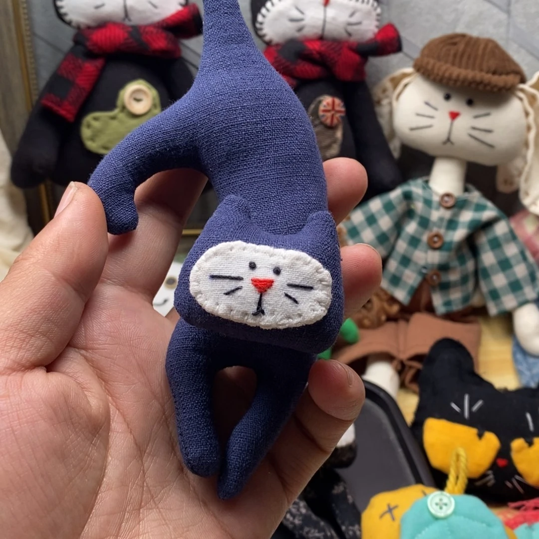 亚麻棉小猫挂件的