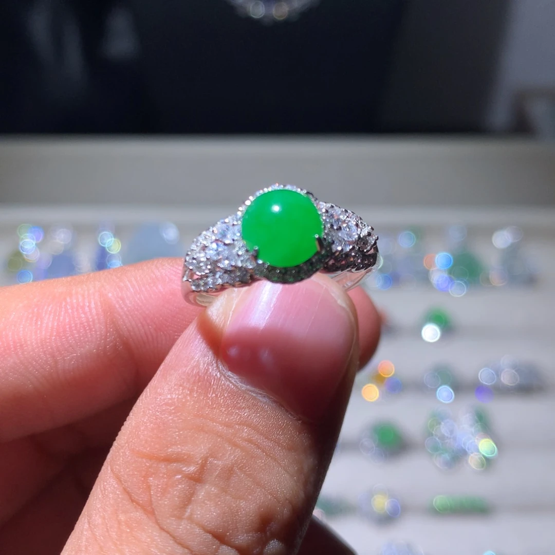 翡翠银S925镶嵌耳饰30