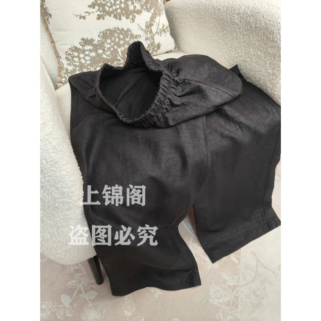 217双面双穿黑龟松紧腰阔腿裤薄款显瘦休闲百搭夏季女裤