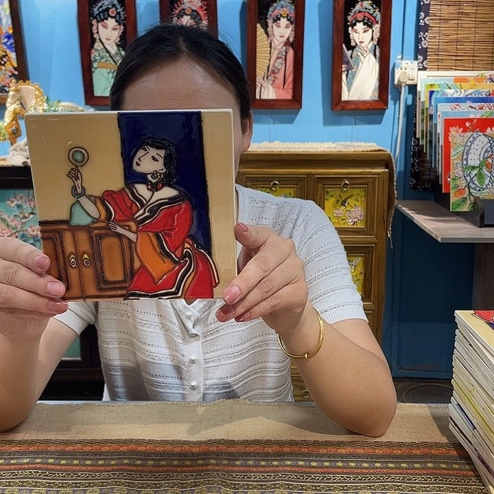 竖款纯手工制作瓷板画15瓷片