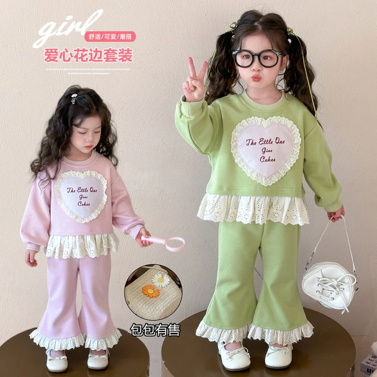 韩版休闲网红长袖公主春秋季舒适洋气小女孩女宝儿童女童运动套装