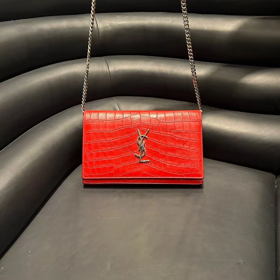 95新 YSL/圣罗兰 红色斜跨包