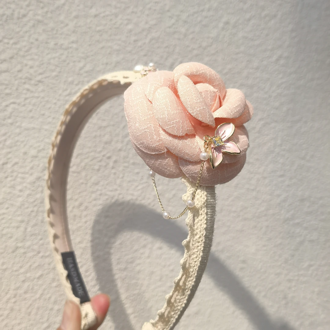 E078粉色花花流苏款发箍