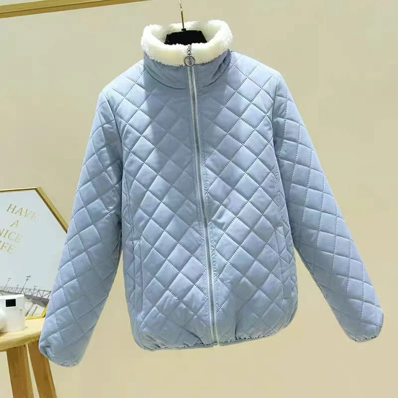 棉衣女款中学生内穿小棉袄打底加绒拉链外套458