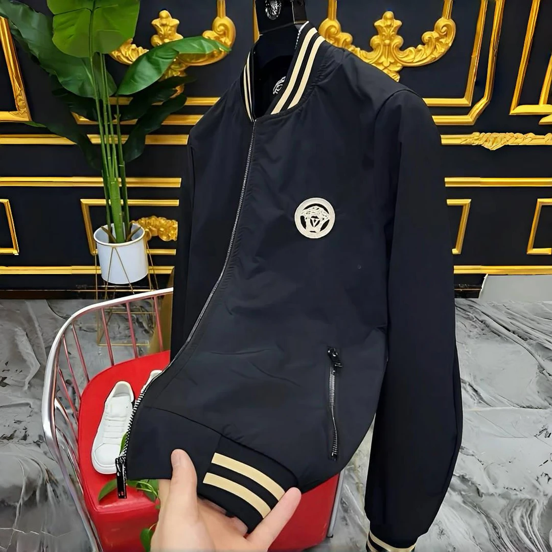 【DcSU高定奢潮】男士夹克2025年春季新款百搭修身休闲外套个性条纹