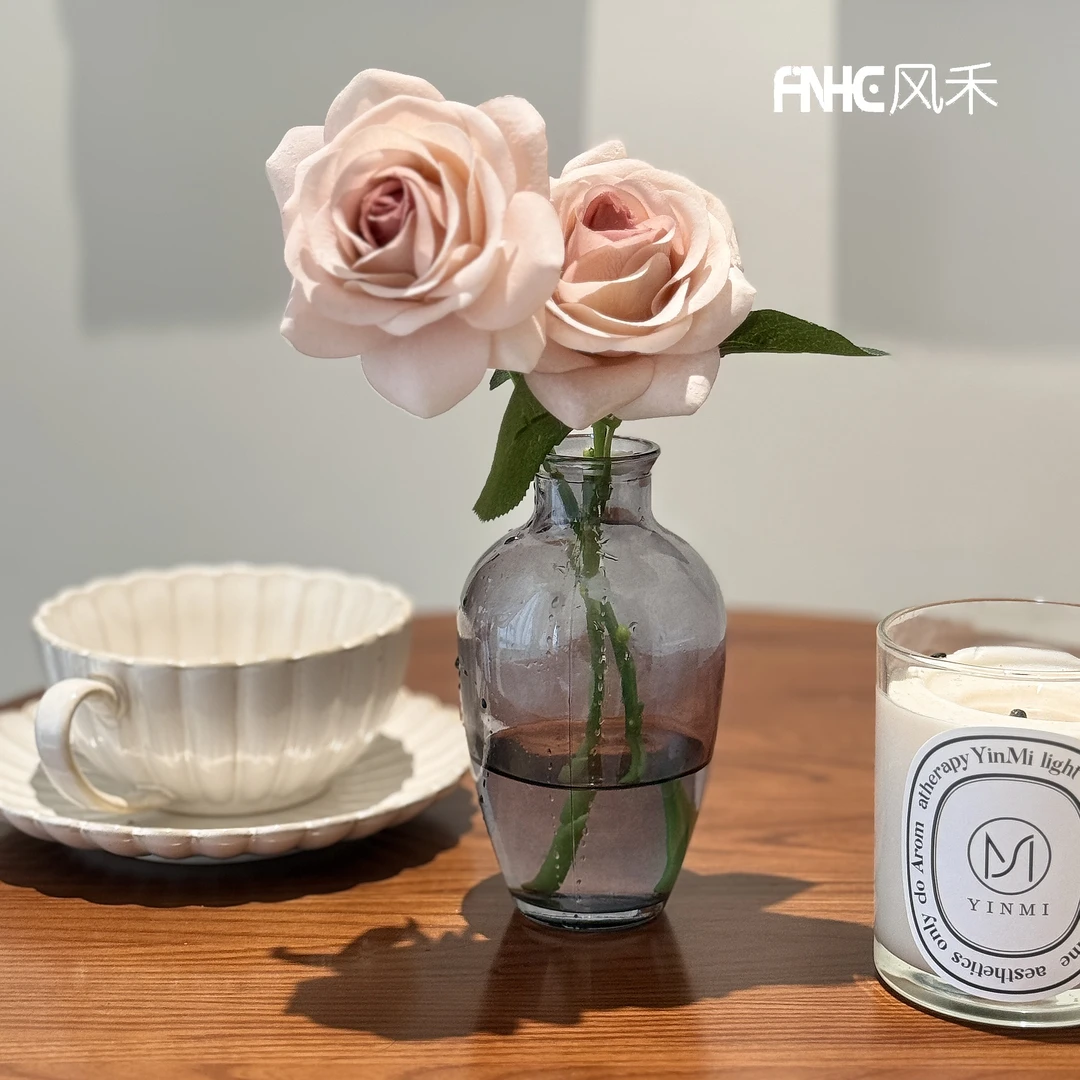 仿真紫玫瑰室内客厅装饰仿真花摆件假植物假花摆设装饰品干花