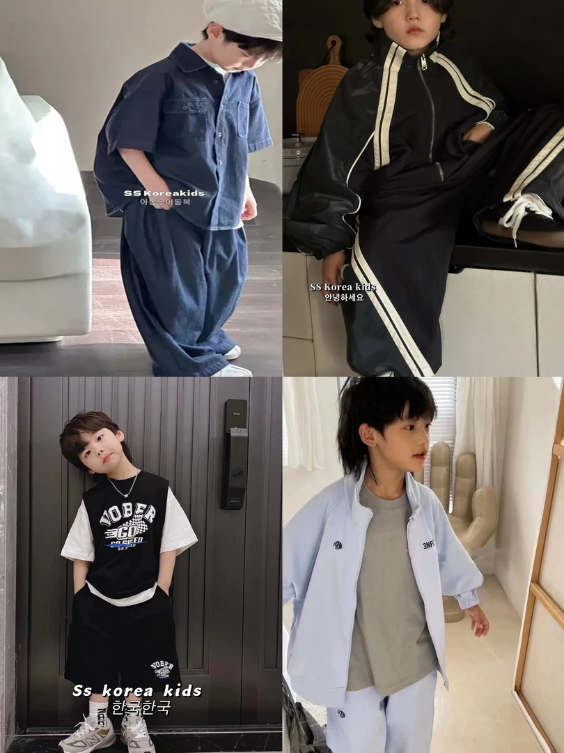 悠米贝贝黑色童装专用【9-19】夏季男童韩版儿童短袖套装儿童套装