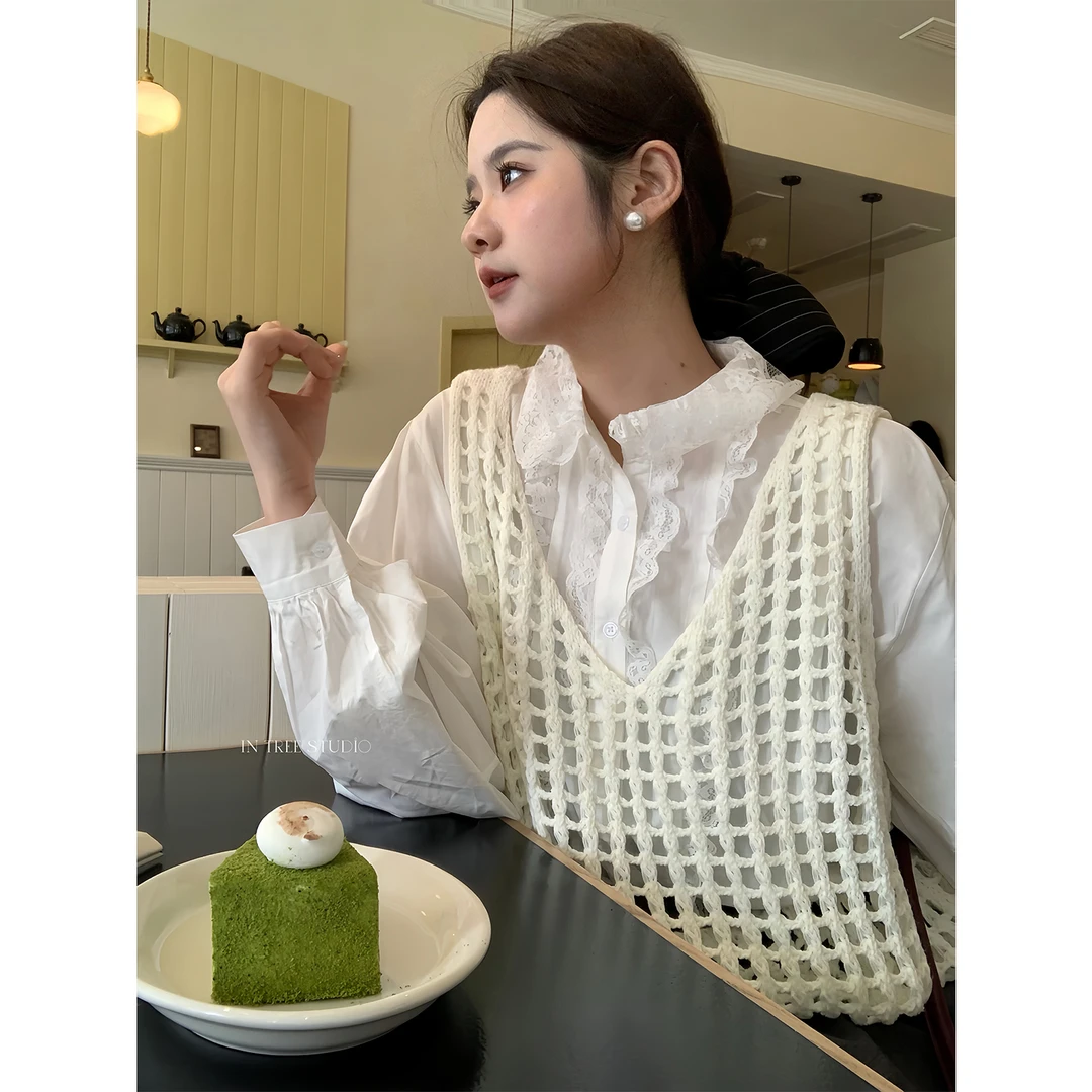 In Tree张桶桶【混搭美学】随性粗针镂空马甲背心慵懒氛围感ST12225