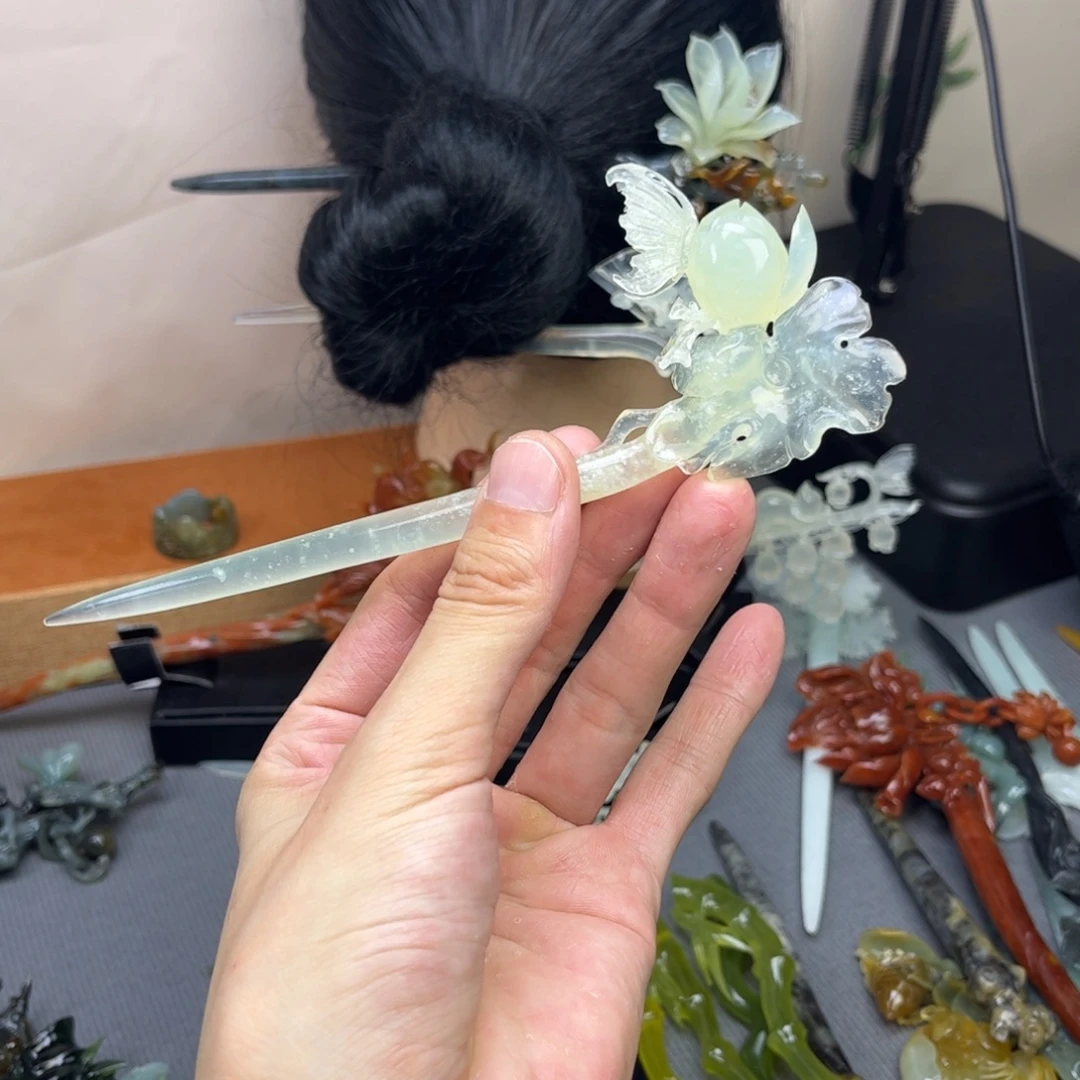 蛇纹石玉未镶嵌发饰