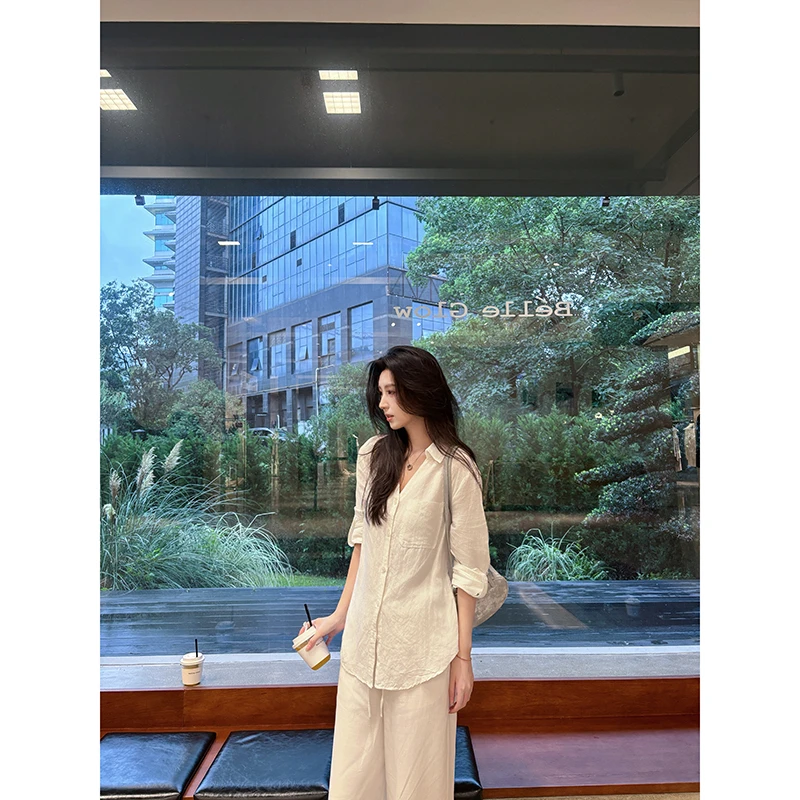 小满【高智Lady】 亚麻老钱风 长袖衬衫