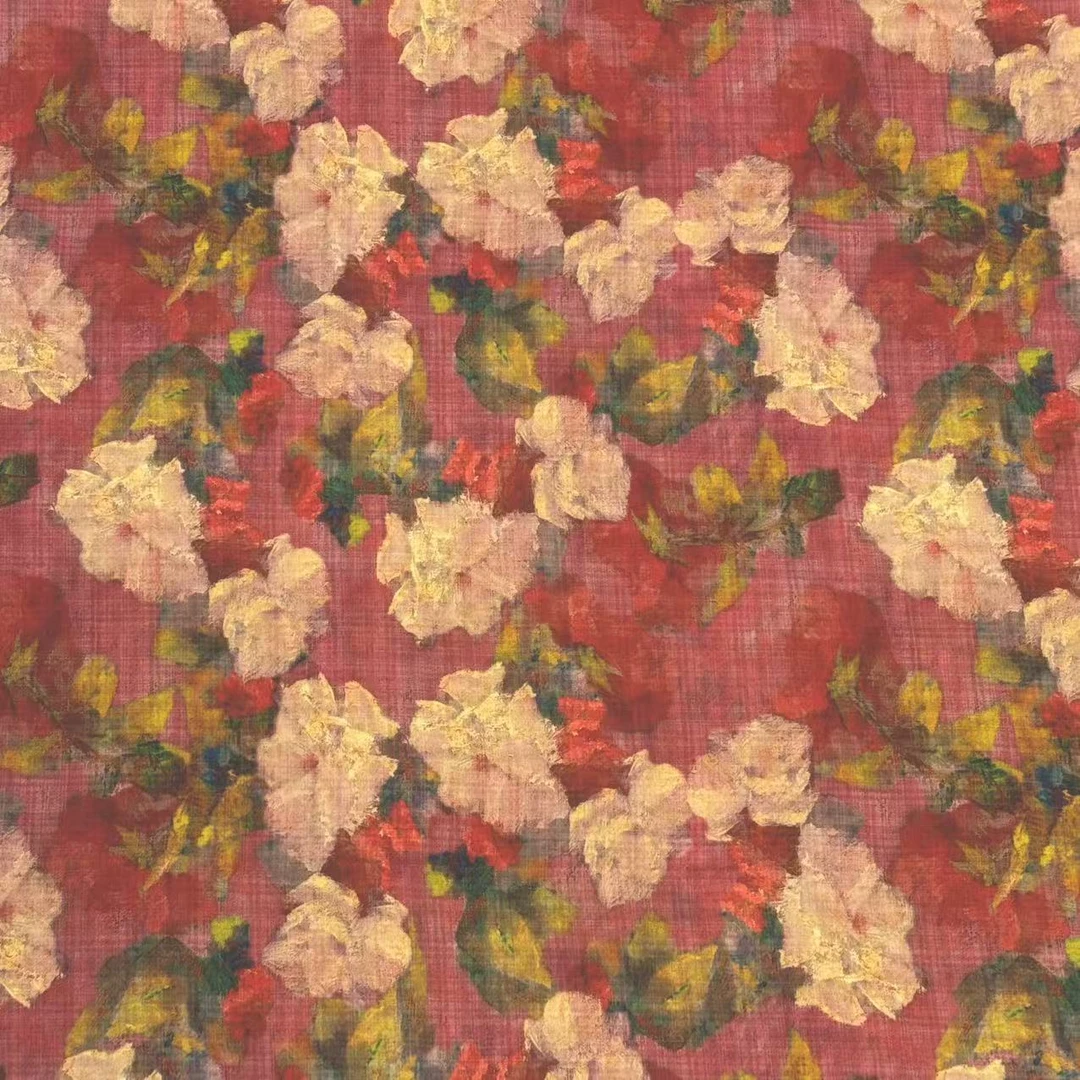 精梳棉绸花漾绯色面料布料小碎花棉布（不支持七天无理由退换）