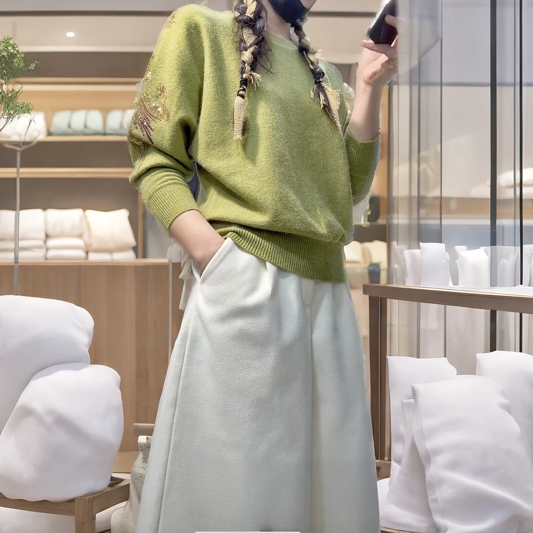 2111秋～刺绣针织衫立体花朵刺绣针织衫，将花园穿在身上上衣打底衫