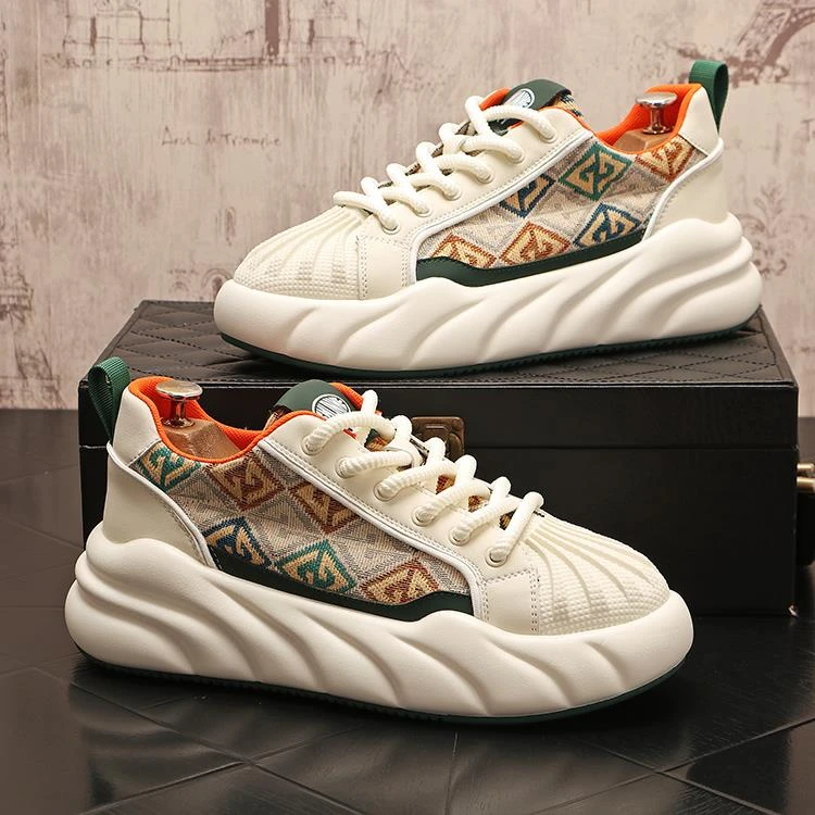 纪诗哲ZECNS/纪诗哲板鞋男夏季新款贝壳头刺绣厚底拼色百搭休闲纪