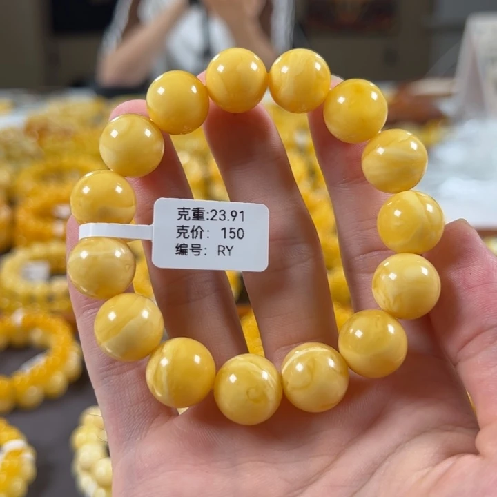 手串蜜蜡未镶嵌14mm小年份满蜡同料ry