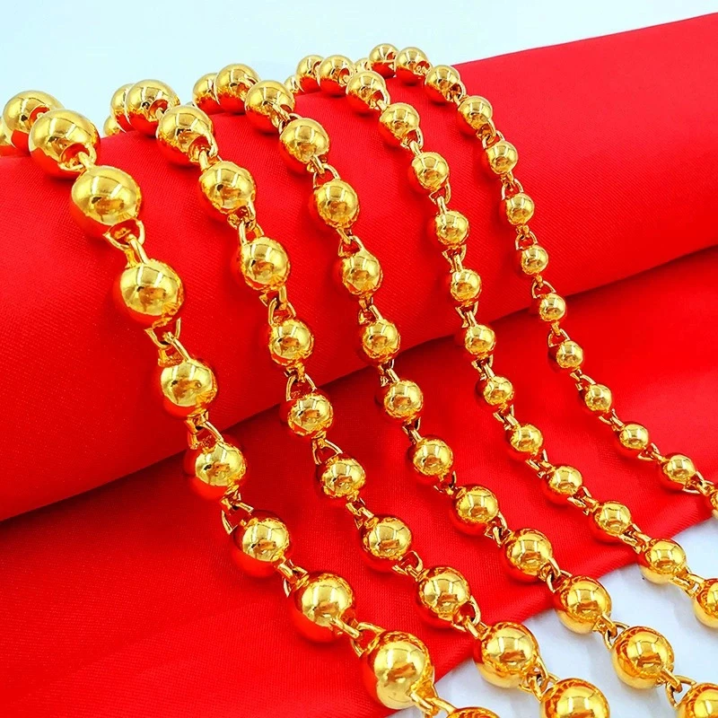 铜合金吊坠 圆珠珠光面男女精美项链 时尚百搭 高贵典雅实心男士