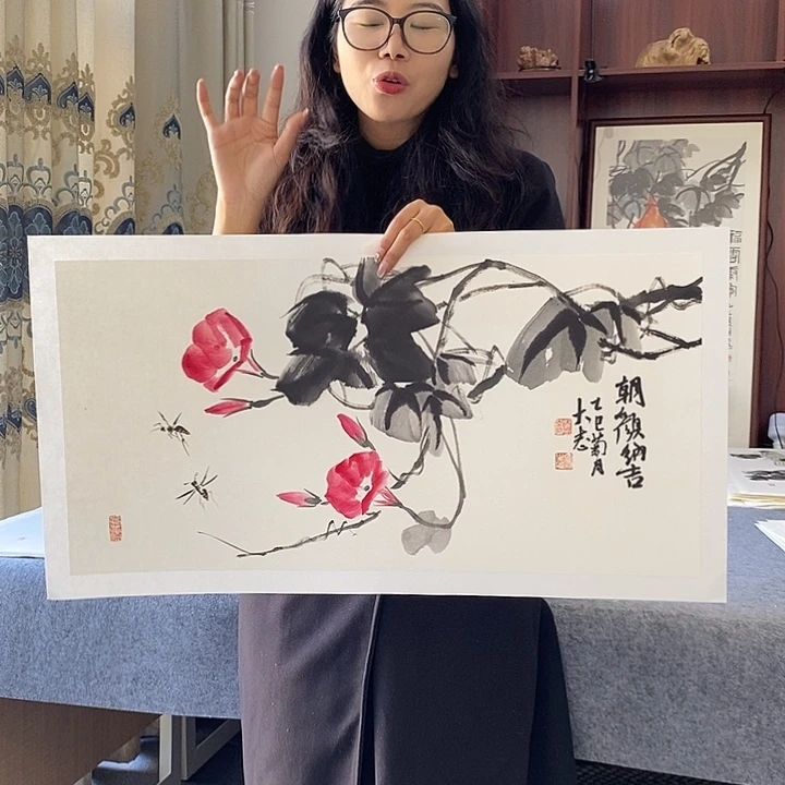 国画纯手绘国画写意作品34*68