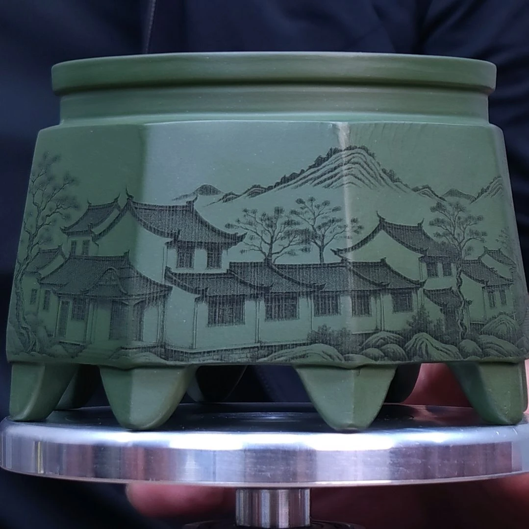 紫砂花盆同喜同喜