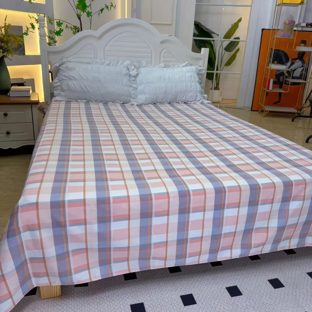 【爆单款】粉格-老粗布加厚双人床单（200cm*230cm）F