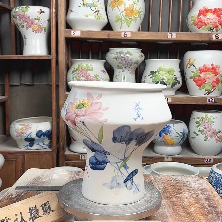 摆件高脚荷花新款陶瓷