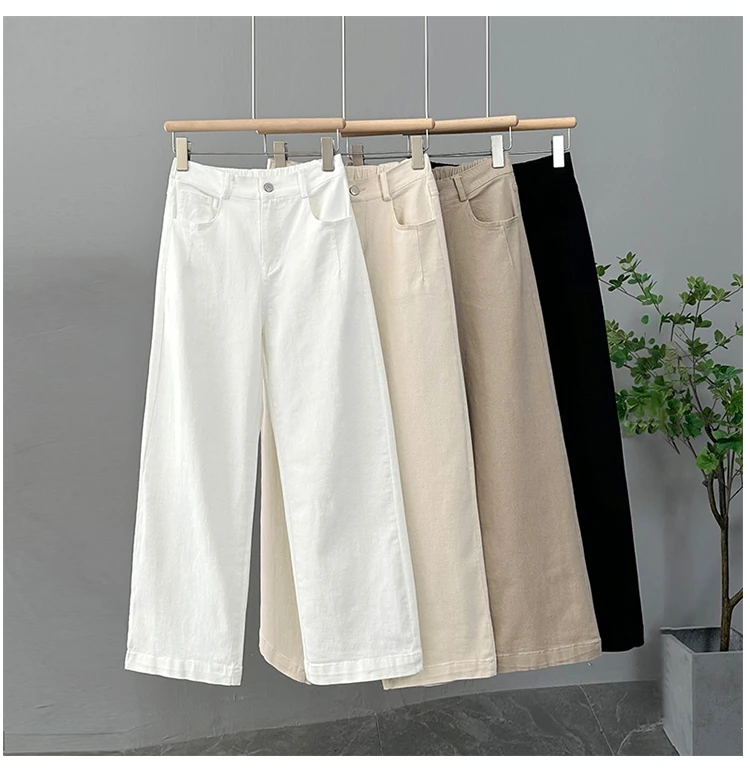 窄版阔腿女夏季新款高腰显瘦百搭裤子宽松大码直筒裤休闲裤薄款