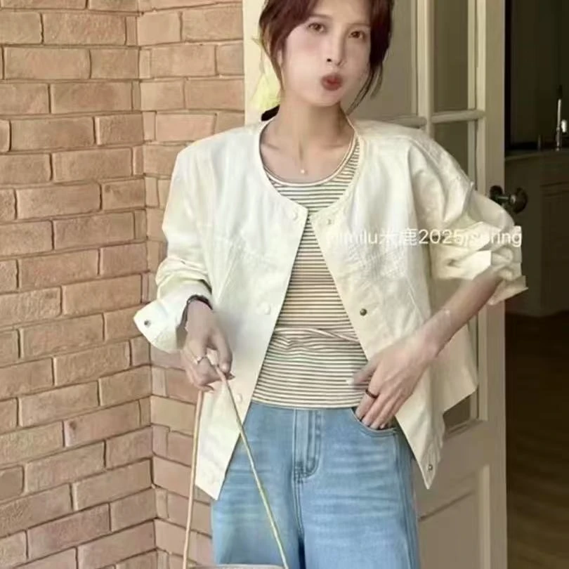 胖胖家*5618新款圆领百搭显瘦休闲外套