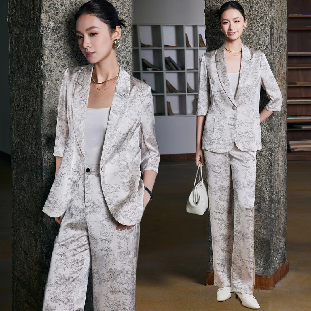 『画意』女神范西装套装女2025春夏时尚气质休闲七分袖修身西服外套