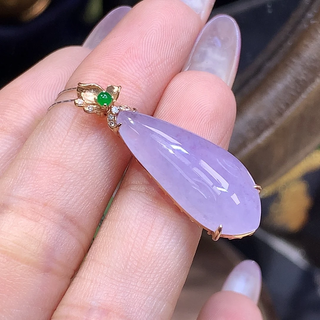 18K金镶嵌挂件翡翠紫色福瓜