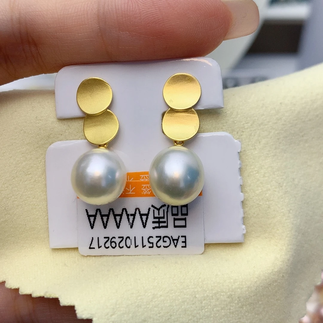 海水珍珠耳饰银S925镶嵌w37