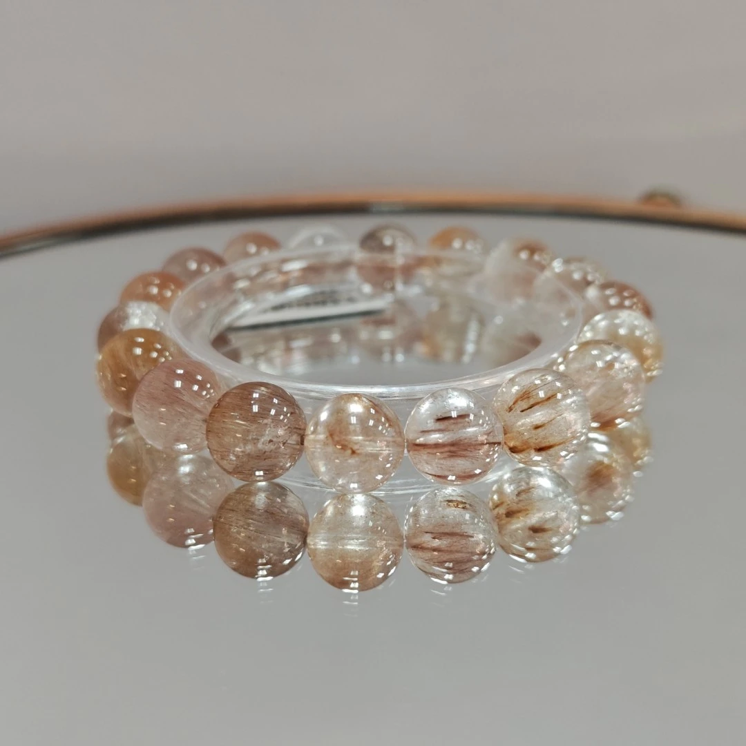 【新品】天然彩兔毛红黄兔毛发晶手串多样性发货发其一