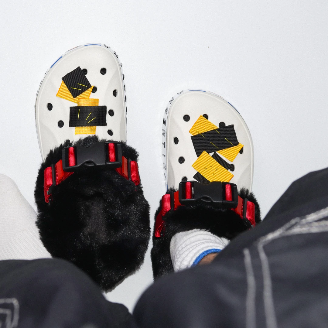 RRITTCC/斯布雷克加绒洞洞鞋2025秋冬新款保暖外穿一脚蹬包头棉拖