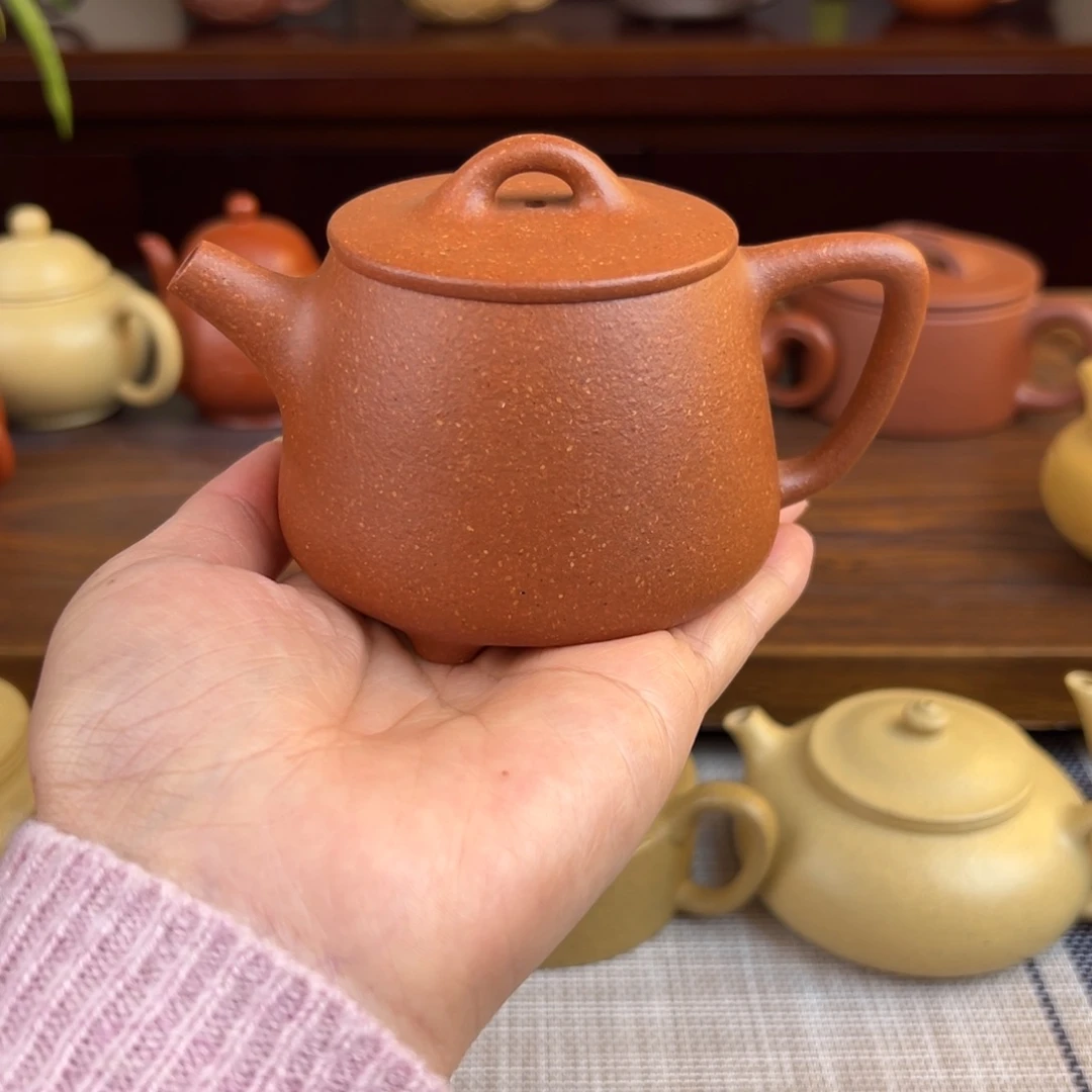 紫砂茶壶黄降坡平盖石瓢180cc