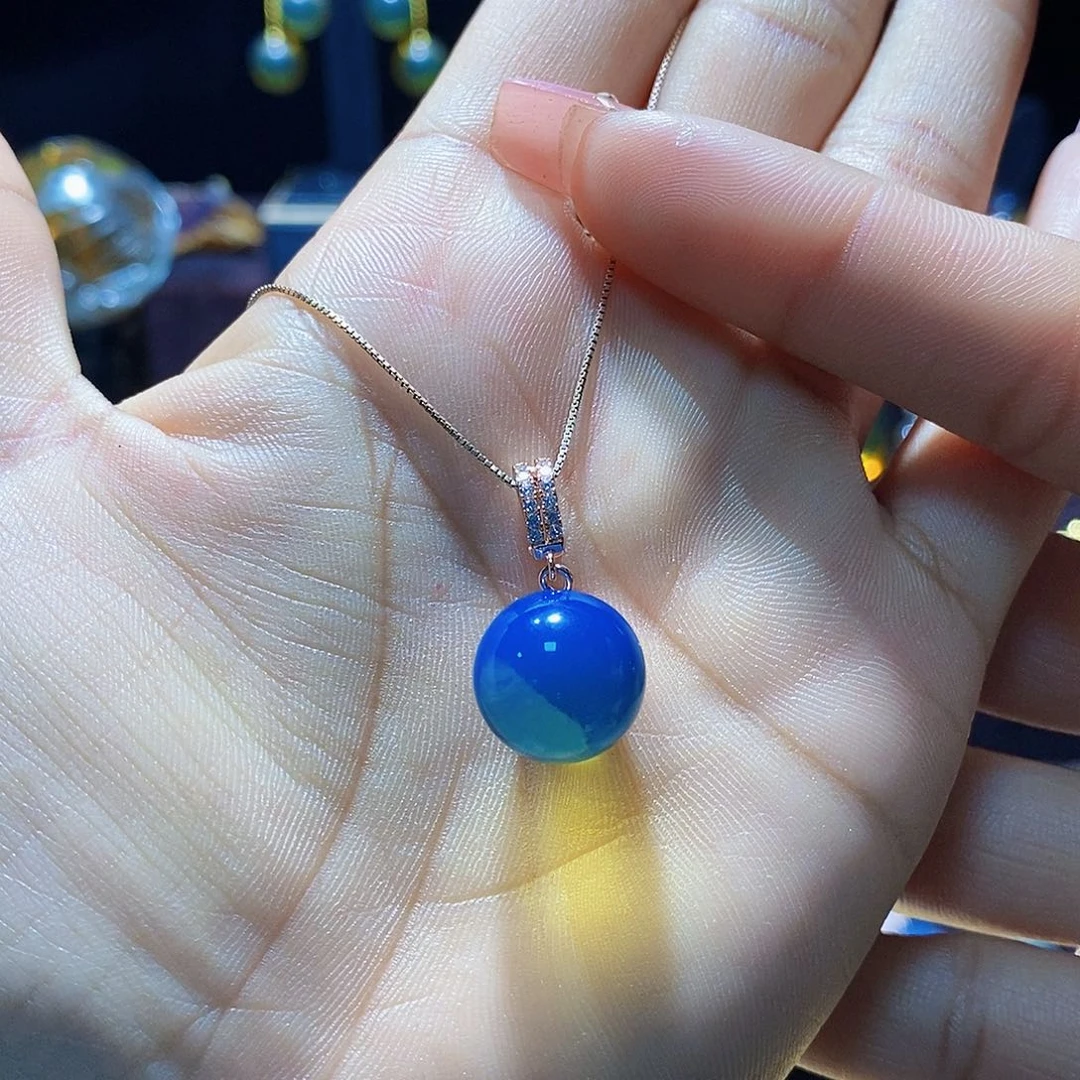 蓝珀颈饰银S925镀金镶嵌尺寸13➕