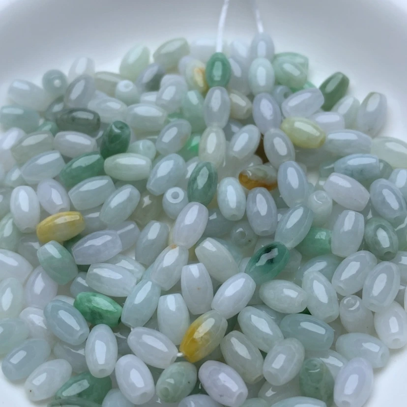 【闪购商品】翡翠手链未镶嵌卡4.6x7.4三彩米珠100颗