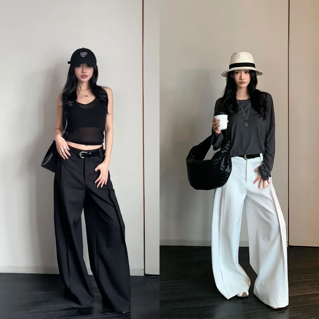 左边女装宽松长裤垂坠感西装裤2025春季新款休闲阔腿裤