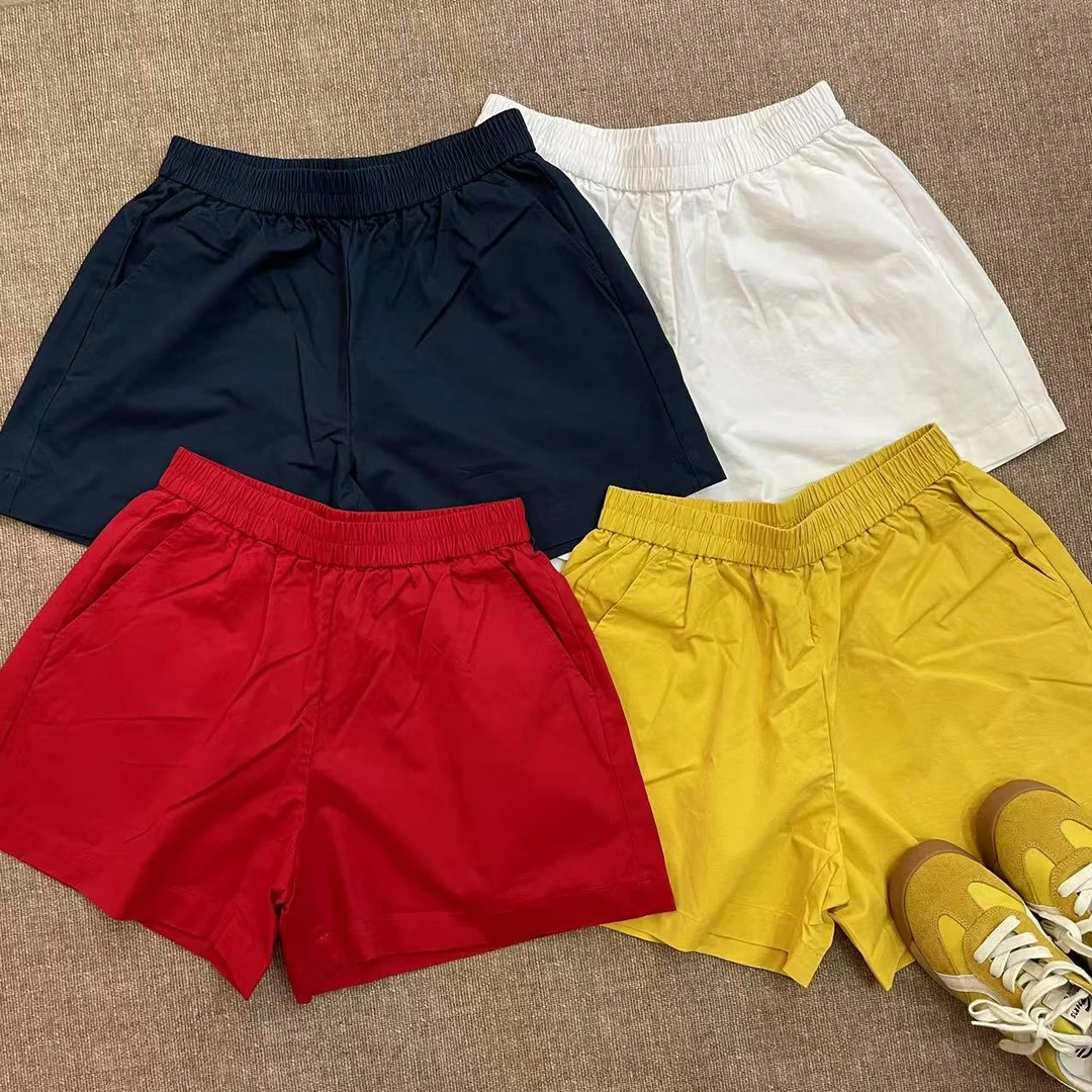 【舒适区】100%棉~韩系简约纯色松紧腰小个子百搭显瘦休闲短裤6015