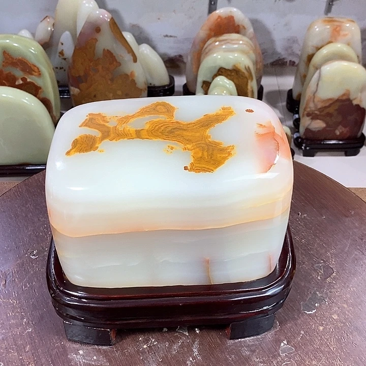 玉天然原石观赏石福墩摆件