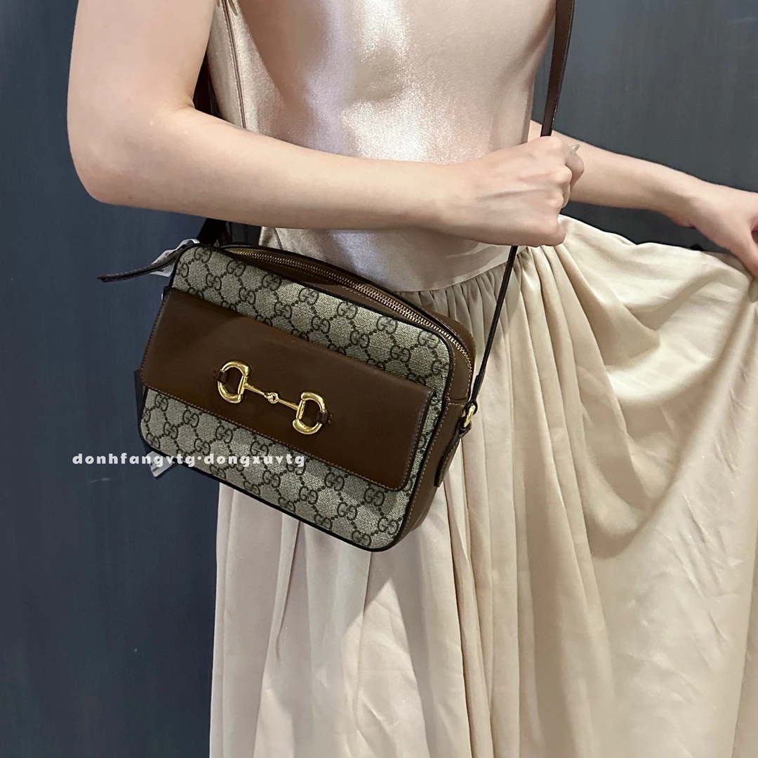95新 GUCCI/古驰 gucci 老花1955相机斜挎包