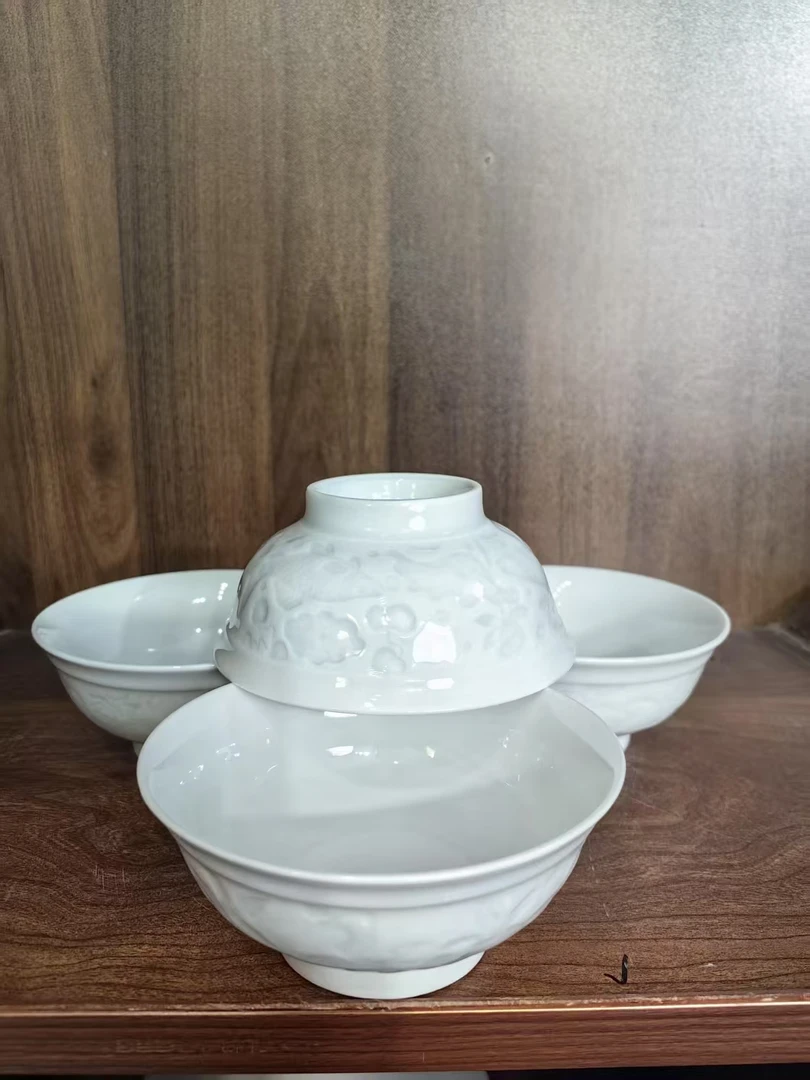 D12景德镇制陶瓷不固定半刀泥碗4.5英寸四件