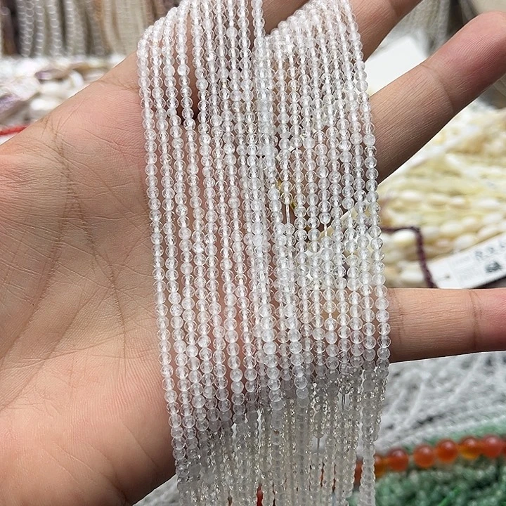 玛瑙/玉髓未镶嵌珠宝半成品一条2.5mm左右白水晶刻面
