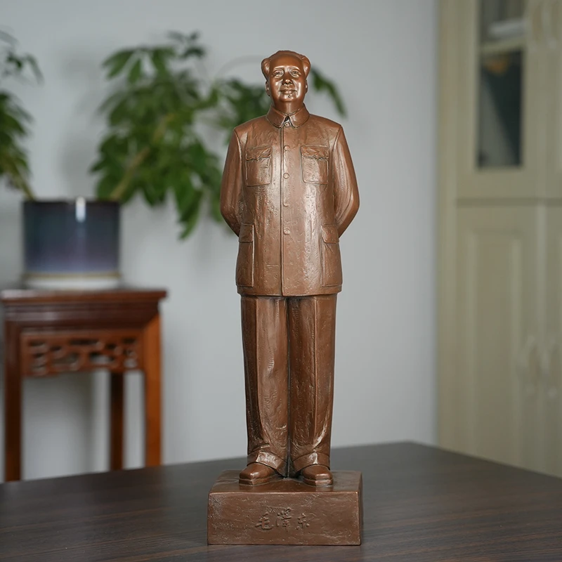 韶念伟人背手像红铜色摆件毛爷爷像手工雕刻装饰品高端中式礼品