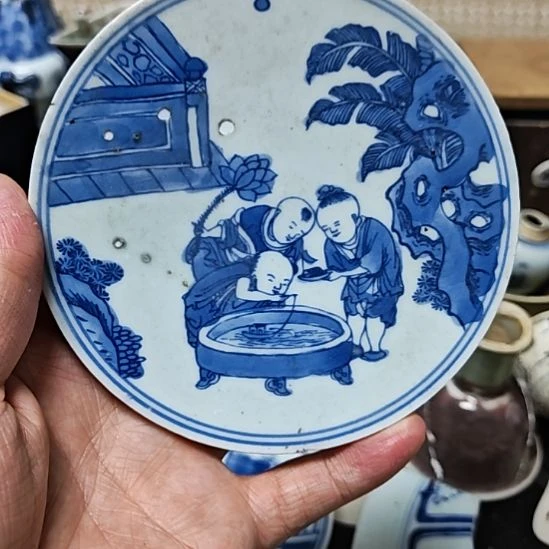 8***8瓷片青花阴系图的瓷片一个啊